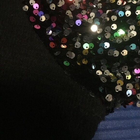 SHEIN Curve Sparkly Sequin Party Long 90s Sleeve Black Sweater Mini Dress 4X - Picture 8 of 9